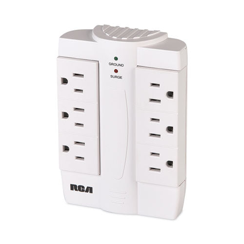 6 Outlet Swivel Surge Protector, 6 Ac Outlets, 1,200 J, White