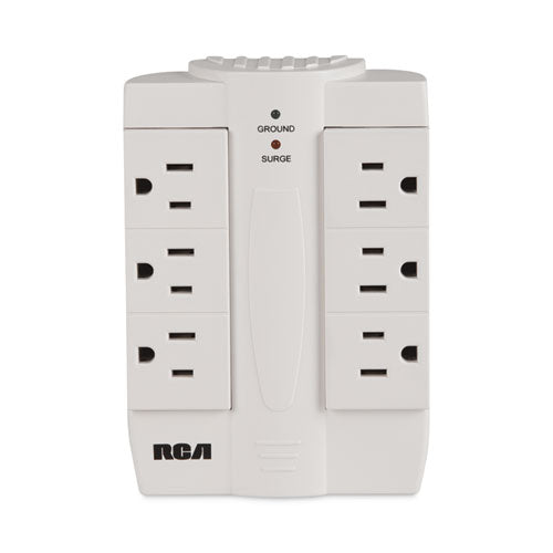 6 Outlet Swivel Surge Protector, 6 Ac Outlets, 1,200 J, White