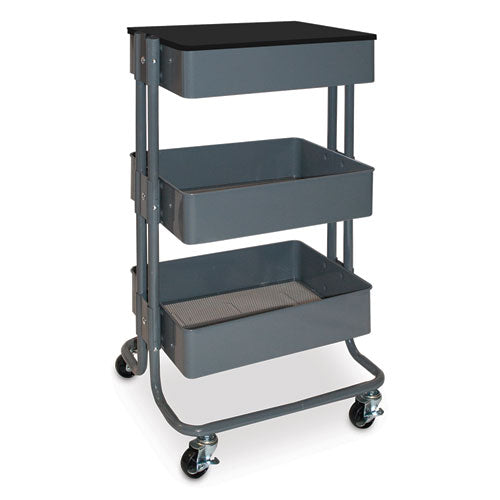 Adjustable Multi-use Storage Cart And Stand-up Workstation, 15.25" X 11" X 18.5" To 39", Gray