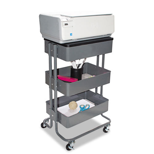 Adjustable Multi-use Storage Cart And Stand-up Workstation, 15.25" X 11" X 18.5" To 39", Gray
