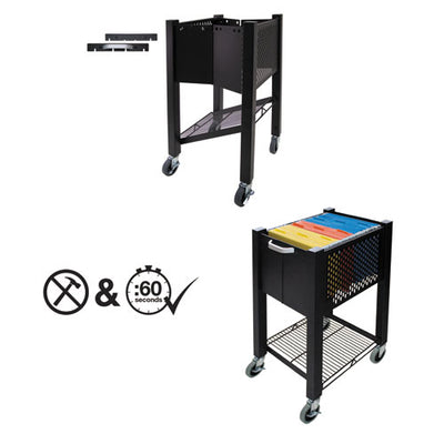 Instacart File Cart, Metal, 1 Shelf, 1 Bin, 14.25" X 28.5" X 27.75", Black