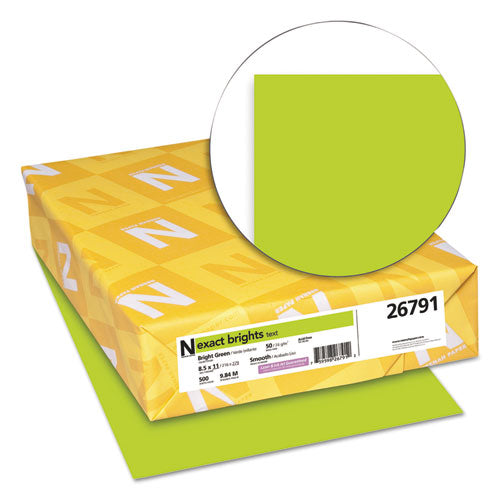 Exact Brights Paper, 20 Lb Bond Weight, 8.5 X 11, Bright Green, 500/ream