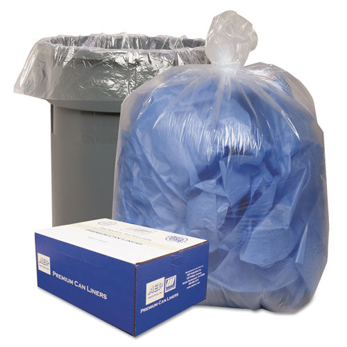 Linear Low-density Can Liners, 33 Gal, 0.63 Mil, 33" X 39", Clear, 25 Bags/roll, 10 Rolls/carton