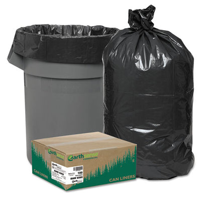 Linear Low Density Recycled Can Liners, 16 Gal, 0.85 Mil, 24" X 33", Black, 25 Bags/roll, 20 Rolls/carton