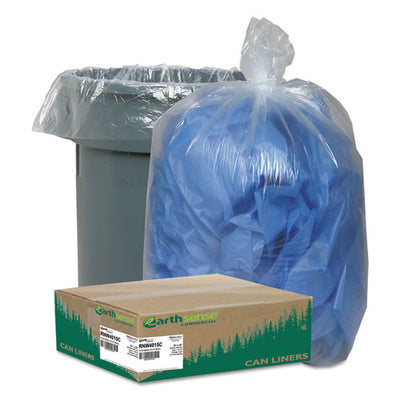 Linear Low Density Clear Recycled Can Liners, 33 Gal, 1.25 Mil, 33" X 39", Clear, 10 Bags/roll, 10 Rolls/carton