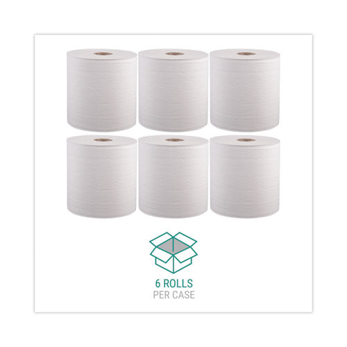 Hardwound Roll Towels, 8" X 800 Ft, White, 6 Rolls/carton
