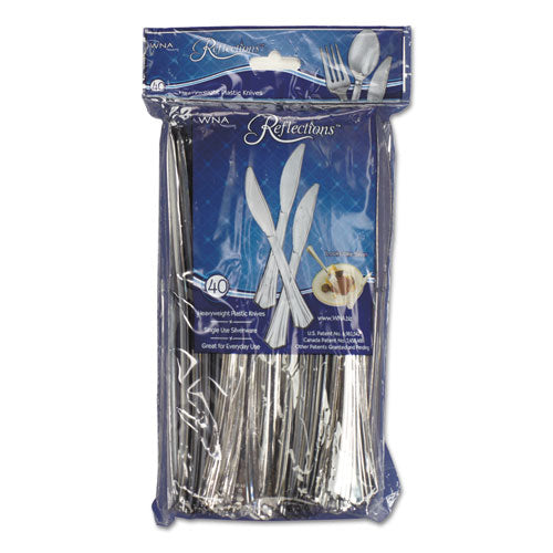 Reflections Heavyweight Plastic Utensils, Fork, Silver, 7", 40/pack