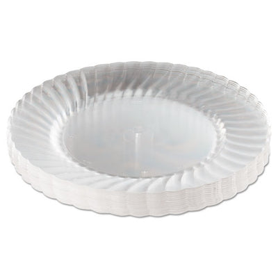 Classicware Plastic Plates, 9" Dia, Clear, 12 Plates/pack