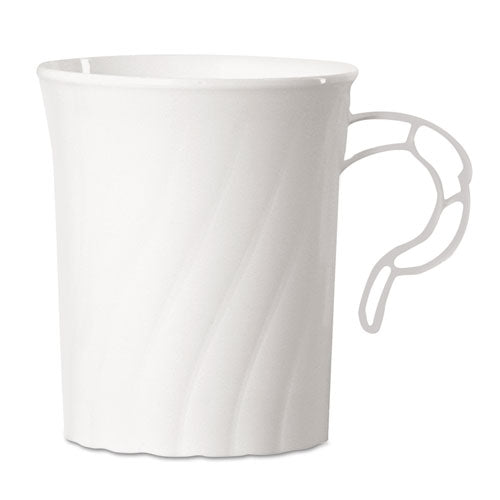 Classicware Plastic Coffee Mugs, 8 Oz, White, 8 Pack, 24 Packs/carton