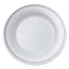Masterpiece Plastic Dinnerware, 9" Dia, White/silver, 10/pack
